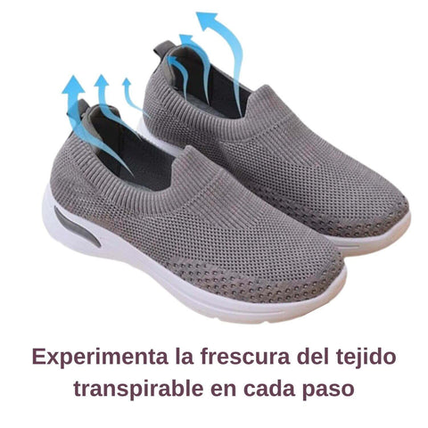 Tenis Comfort Livianos Sin Cordones Dama - Gris